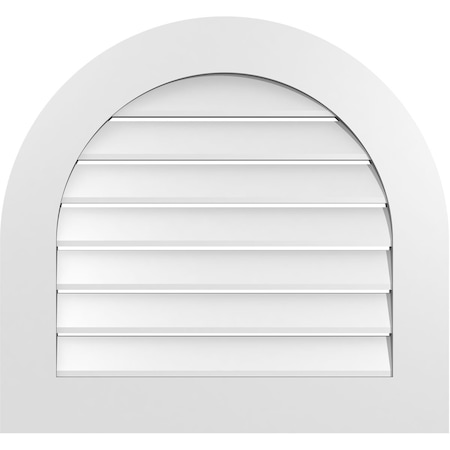 Round Top Surface Mount PVC Gable Vent: Functional, W/ 3-1/2W X 1P Standard Frame, 28W X 26H